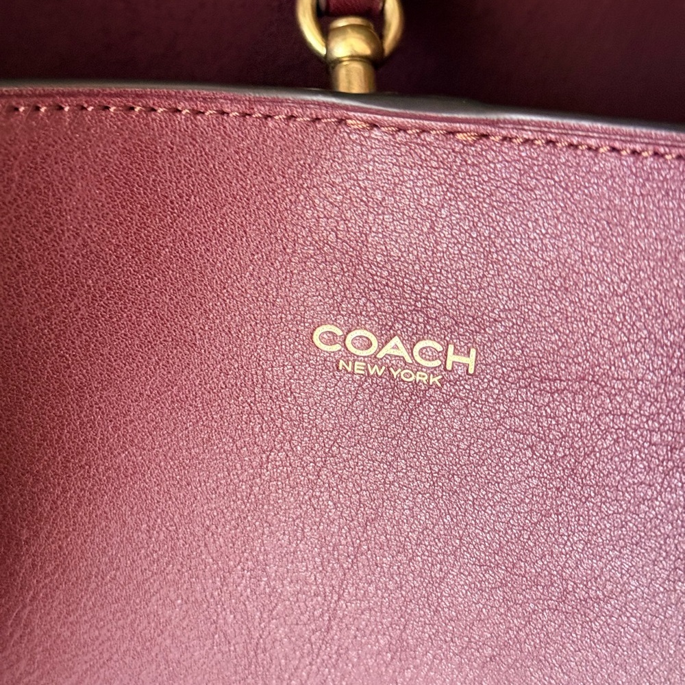 Coach Burgundy Bleecker Leather Shoulder Bucket Bag - Picture 4 of 9